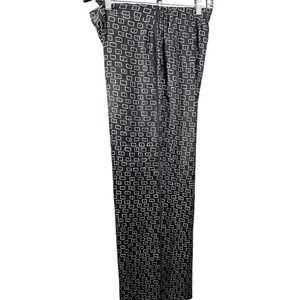 Lafayette 148 New York Silk Pants Black Geometric Print Straight Leg pants sizeM